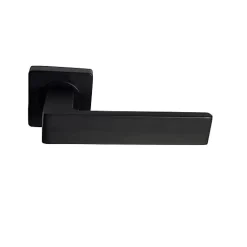 Paire de Poignées de Porte sur Rosaces Aluminium Carrées noires "NATALYA" - Sans rosaces de fonction