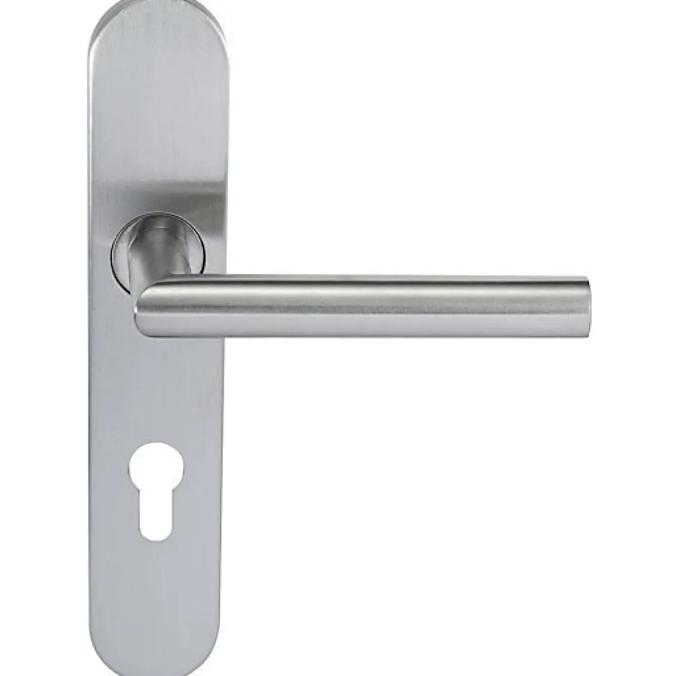 Paire de Poignées de porte KLOSE besser Inox 304 sur Plaque "Noémie vif" - Trou Cylindre