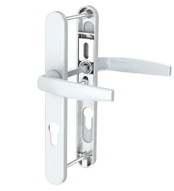Paire de poignées étroite béquille blanc 233 mm Ensemble pour porte d'entrée Bricard Emetal