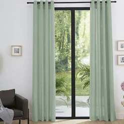 Paire de rideaux tamisants à œillets Effet Lin "Moonlight" Menthe