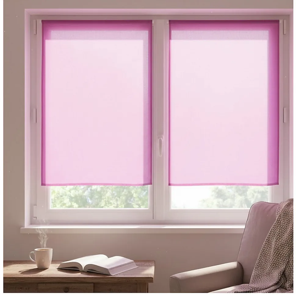 Paire de Rideaux Voile 60 x 120 cm Brise bise fuchsia