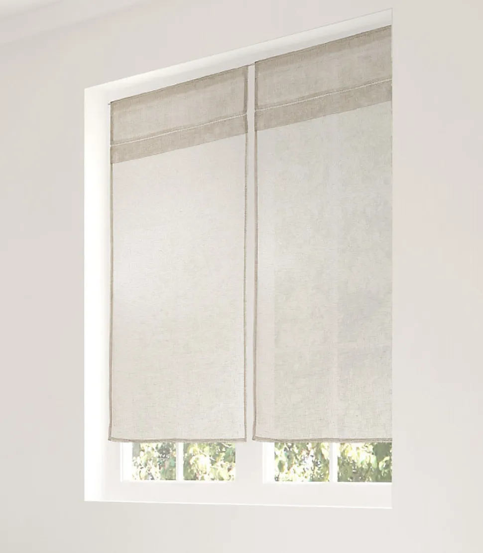 Paire de vitrage en lin avec finition soignée point clair - 45x90cm - Ecru