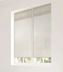 Paire de vitrage en lin avec finition soignée point clair - 60x120cm - Ecru