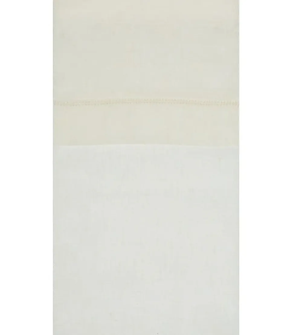Paire de vitrage en lin avec finition soignée point clair - 60x120cm - Ecru