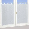Paire de vitrage tamisant étamine à pattes effet fils coupés blanc L.160 x l.60cm Dylrev