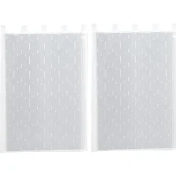 Paire de vitrage tamisant étamine à pattes effet fils coupés blanc L.90 x l.45cm Dylrev