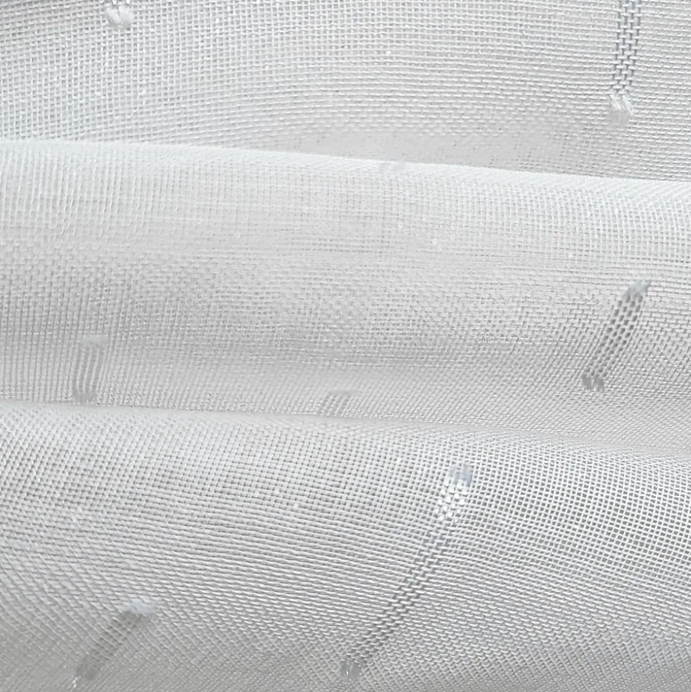 Paire de vitrage tamisant étamine à pattes effet fils coupés blanc L.90 x l.60cm Dylrev