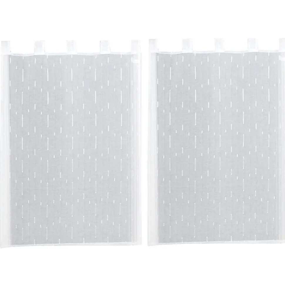 Paire de vitrage tamisant étamine à pattes effet fils coupés blanc L.200 x l.90cm Dylrev