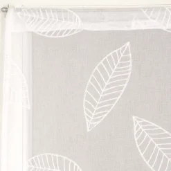 Paire de Voilages Blancs avec Motif Feuilles - 60x90cm, Finition Passe-Tringle