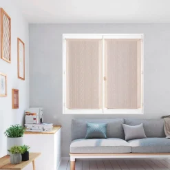 Paire de voilages brodés en polyester, 60x160cm, finition passe-tringle, couleur galet
