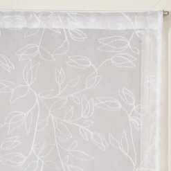 Paire de voilages brodés feuilles 60x120cm en blanc, élégance naturelle pour votre intérieur