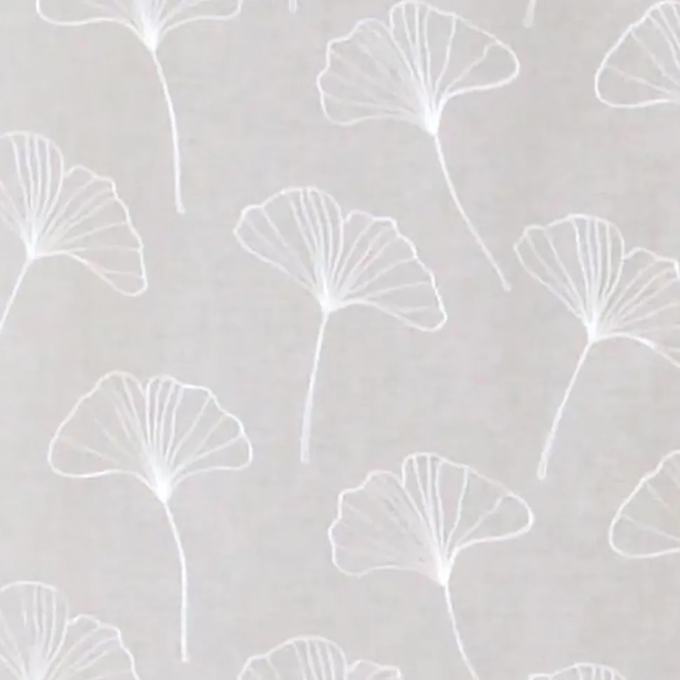 Paire de voilages brodés feuilles ginkgo 60x90cm, prêts à poser en blanc