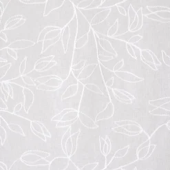 Paire de voilages brodés feuilles pour fenêtres, 60x90cm, blanc, prêts à poser.