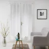 Paire de voilages droits passe-tringle 2 x 70 x 200 cm Effet lin tissé Milza Blanc