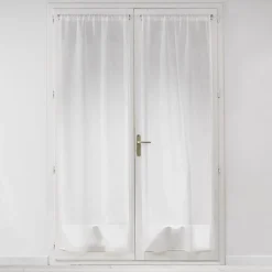 Paire de voilages droits passe-tringle 2 x 70 x 200 cm Effet lin tissé Milza Blanc