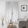 Paire de voilages droits passe-tringle 2 x 70 x 200 cm Effet lin tissé Milza Gris