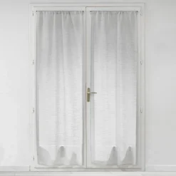 Paire de voilages droits passe-tringle 2 x 70 x 200 cm Effet lin tissé Milza Gris