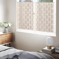 Paire de Voilages Dévoré Beige 60x120cm - Finition Passe-Tringle
