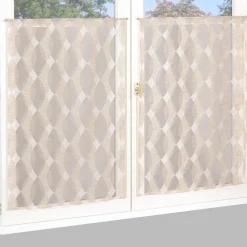 Paire de Voilages Dévoré Beige 60x120cm - Finition Passe-Tringle