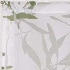 Paire de Voilages Dévoré Feuilles de Bambou 60x160cm - Finition Passe-Tringle, Vert.