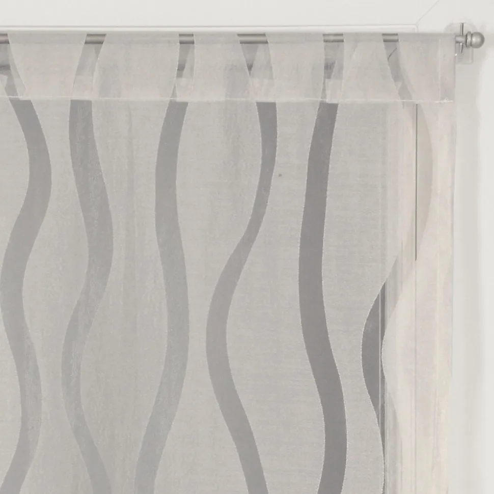 Paire de voilages dévoré gris 60x120cm avec finition passe-tringle