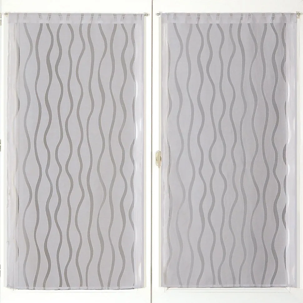 Paire de voilages dévoré gris 60x120cm avec finition passe-tringle