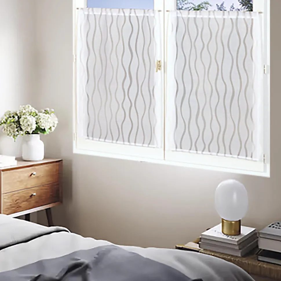 Paire de voilages dévoré passe-tringle 60x160cm blanc Dylrev pour un intérieur élégant