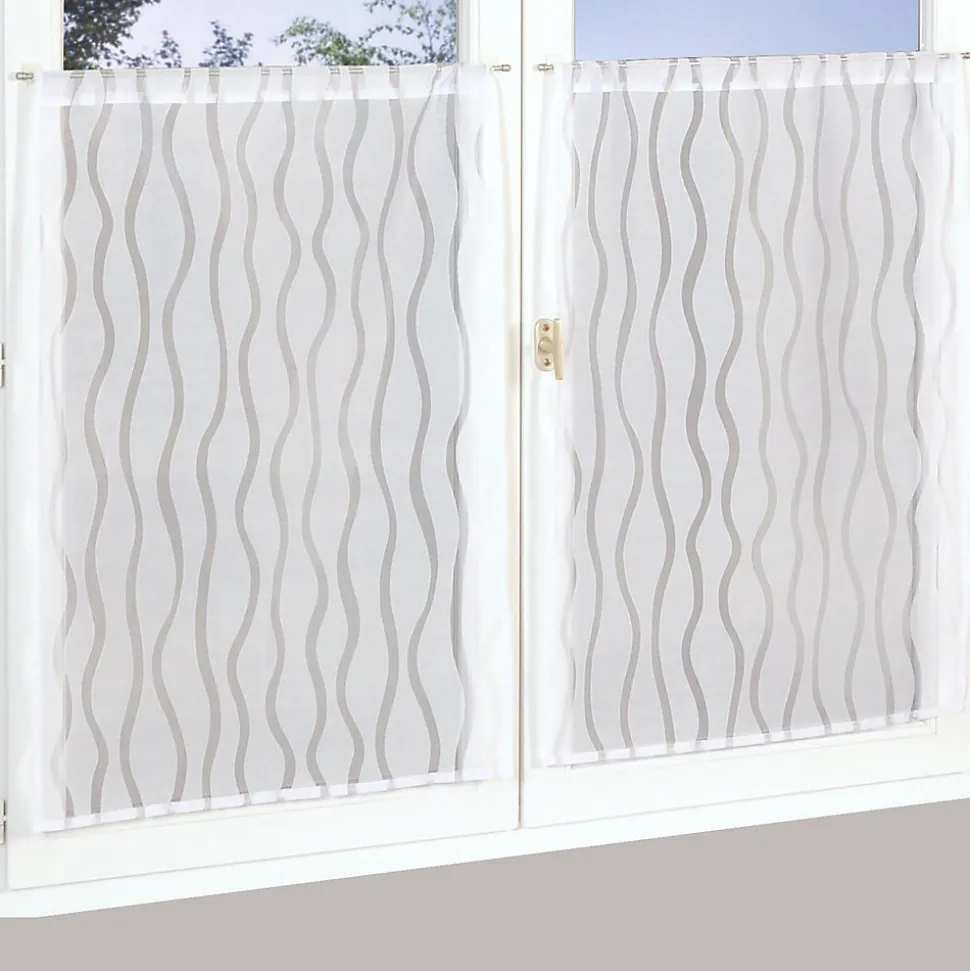 Paire de voilages dévoré passe-tringle 60x160cm blanc Dylrev pour un intérieur élégant
