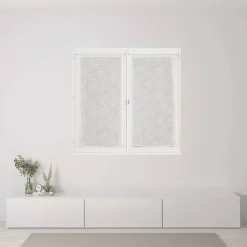 Paire de Voilages Effet Lin Imprimé Gomme 60x160cm Écru.
