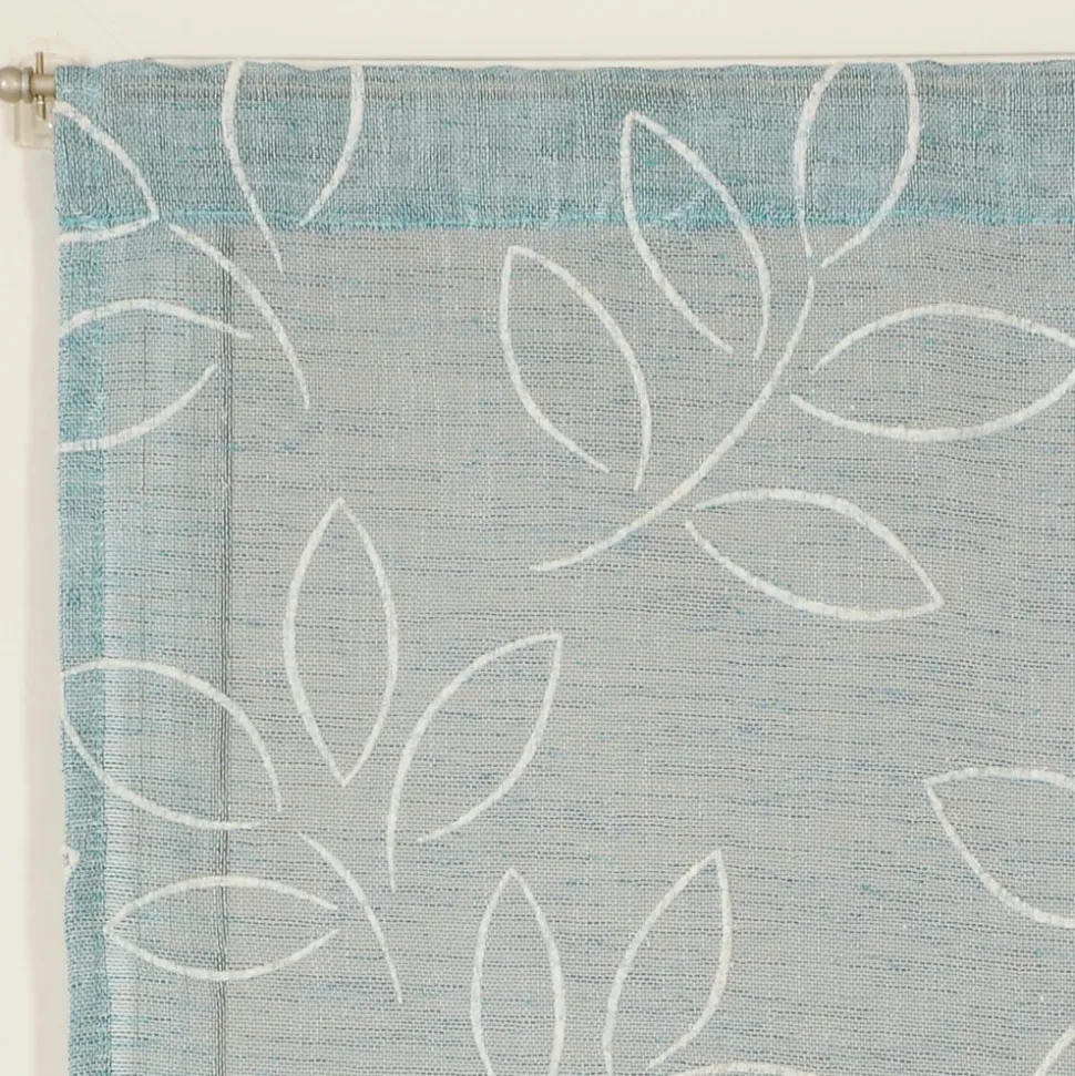 Paire de Voilages Effet Lin Imprimé Gomme 60x90cm Bleu - Dylrev