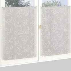 Paire de Voilages Effet Lin Imprimé Gomme 60x160cm - Élégance Grise Dylrev