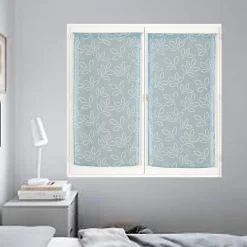 Paire de Voilages en Lin Imprimé Gomme - Finition Passe-Tringle 60x120cm Bleu Dylrev