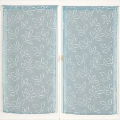 Paire de Voilages en Lin Imprimé Gomme - Finition Passe-Tringle 60x120cm Bleu Dylrev