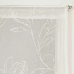 Paire de voilages en polyester à motif feuille arabesque, translucides, 60x120 cm, couleur naturelle