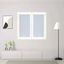 Paire de voilages en étamine unie 60x120cm - Finition passe-tringle, blanc, prêts à poser