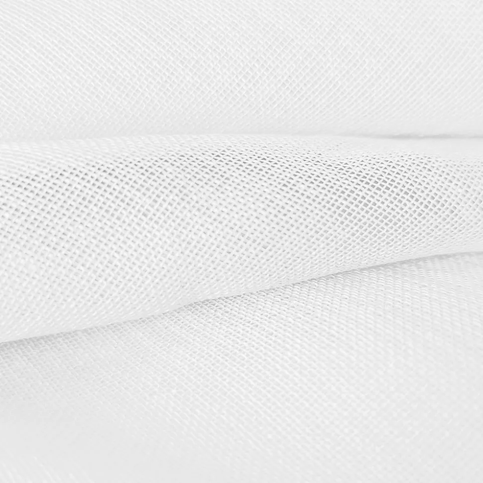 Paire de voilages en étamine unie 60x120cm - Finition passe-tringle, blanc, prêts à poser