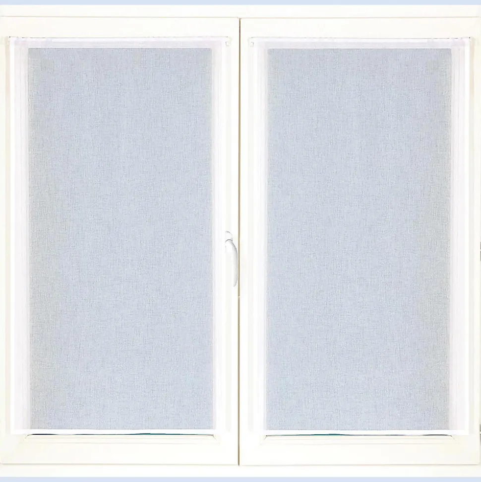Paire de voilages en étamine unie 60x120cm - Finition passe-tringle, blanc, prêts à poser