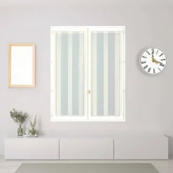 Paire de voilages en étamine ivoire avec fines rayures - 60x160cm, prêts à poser