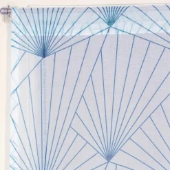 Paire de Voilages Géométriques Bleus 60x90cm - Finition Passe-Tringle