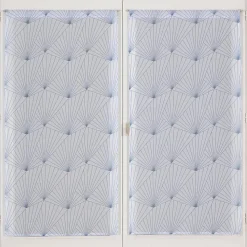 Paire de Voilages Géométriques Bleus 60x90cm - Finition Passe-Tringle