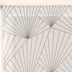 Paire de Voilages Géométriques Gris 60x120cm avec Finition Passe-Tringle