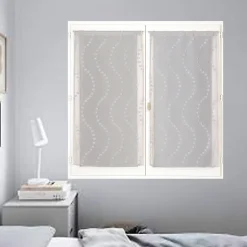 Paire de Voilages Gris avec Petits-Nœuds 60x120cm - Finition Passe-Tringle