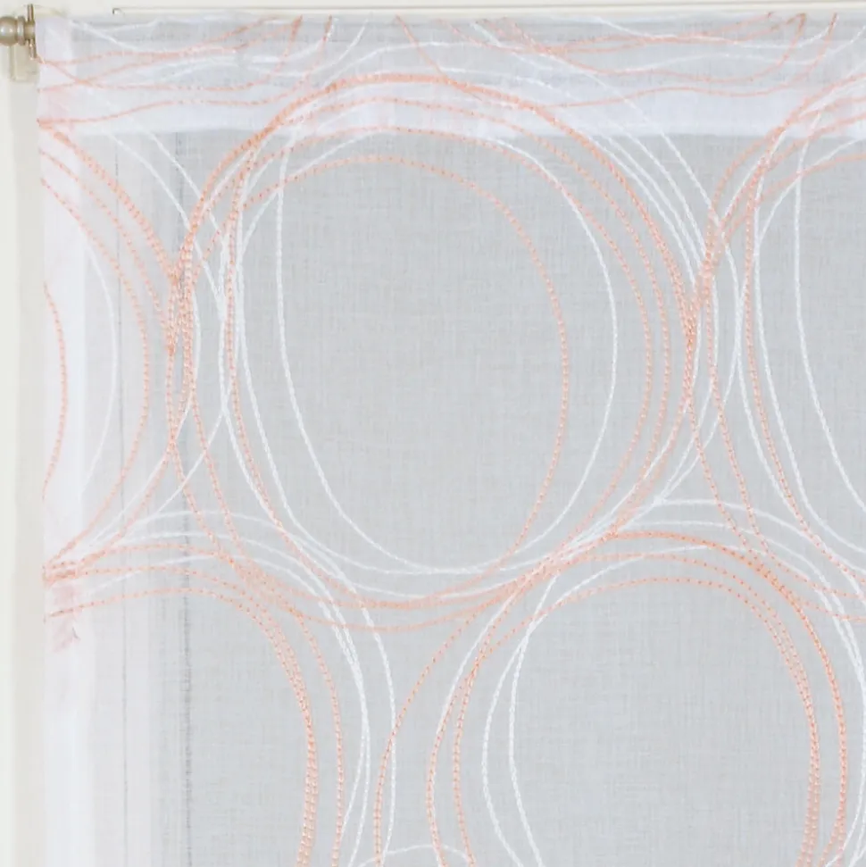 Paire de Voilages Imprimé Cercle Corail 60x120cm.