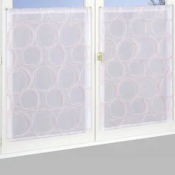 Paire de Voilages Imprimé Cercle Corail 60x120cm.