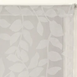 Paire de voilages imprimés feuilles gris 60x120cm, finition passe-tringle pour une décoration élégante
