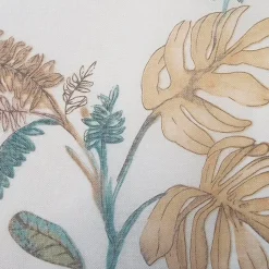 Paire de voilages imprimés tropicale 60x90cm en vert, finition passe-tringle prêts à poser.
