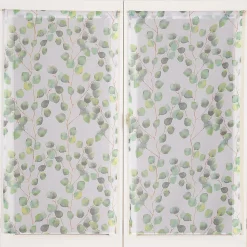 Paire de Voilages Imprimés Feuilles 60x120cm - Finition Passe-Tringle en Vert