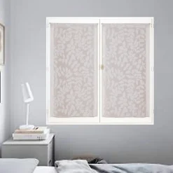 Paire de voilages imprimés feuilles 60x160cm - Finition passe-tringle en galet