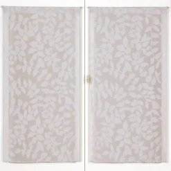 Paire de voilages imprimés feuilles 60x160cm - Finition passe-tringle en galet