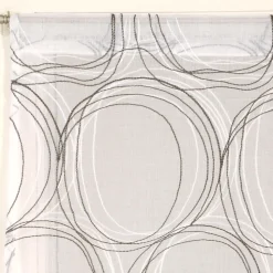 Paire de Voilages Imprimés Cercle 60x90cm - Finition Passe-Tringle Gris